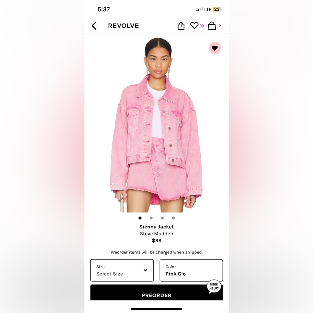 Steve Madden pink jean jacket and skirt set